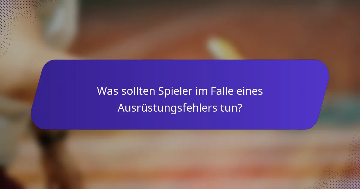 Was sollten Spieler im Falle eines Ausrüstungsfehlers tun?